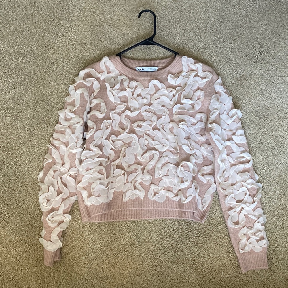 Blush sweater with ribbon detail 🎀